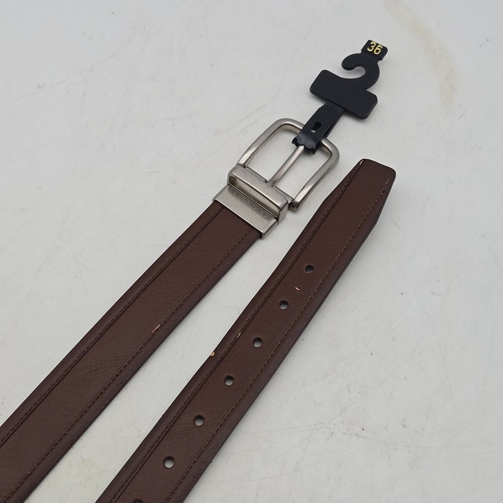 Structure Belt Brown Black Reversible Syn Leather Mens 34-36 Gunmetal Buckle New